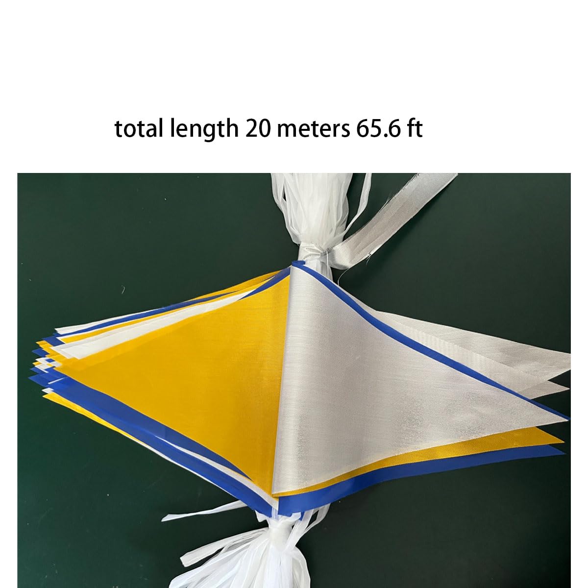 20 Meters 65.6ft Gold Silver and Royal Blue Banner Party Decorations Metallic Golden Pennant Bunting, Double Sided Fabric Triangle Flags Garland for Baby Shower Graduation Wedding Hen Party Birthday