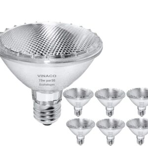 Vinaco Par30 Short Neck, 6pcs PAR30 75W 120V Light Bulbs, Dimmable. Premium Quality for Long Lasting Life, E26 Base, 3000K Warm White, par30 Flood Light Great for Accent Lighting, Tracking Light