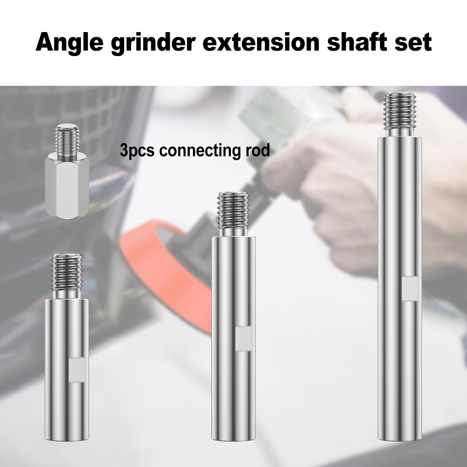 5/8"-11 Angle Grinder Extension Shaft Metal Angle Grinder Rotary Connecting Rod M14 M16 Angle Grinder Extension Connection Rod with Angle Grinder Adapter Polishing Pad