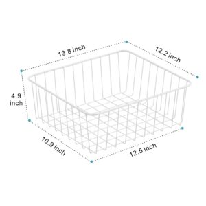 iSPECLE Upright Freezer Organizer Bins - 5 Pack Small Freezer Baskets for 5 / 6 / 6.5 / 6.8 / 7 cu.ft Upright Freezer Easy Get, Food No More Slide off, Allow Air Circulation for Quick Freezing, White