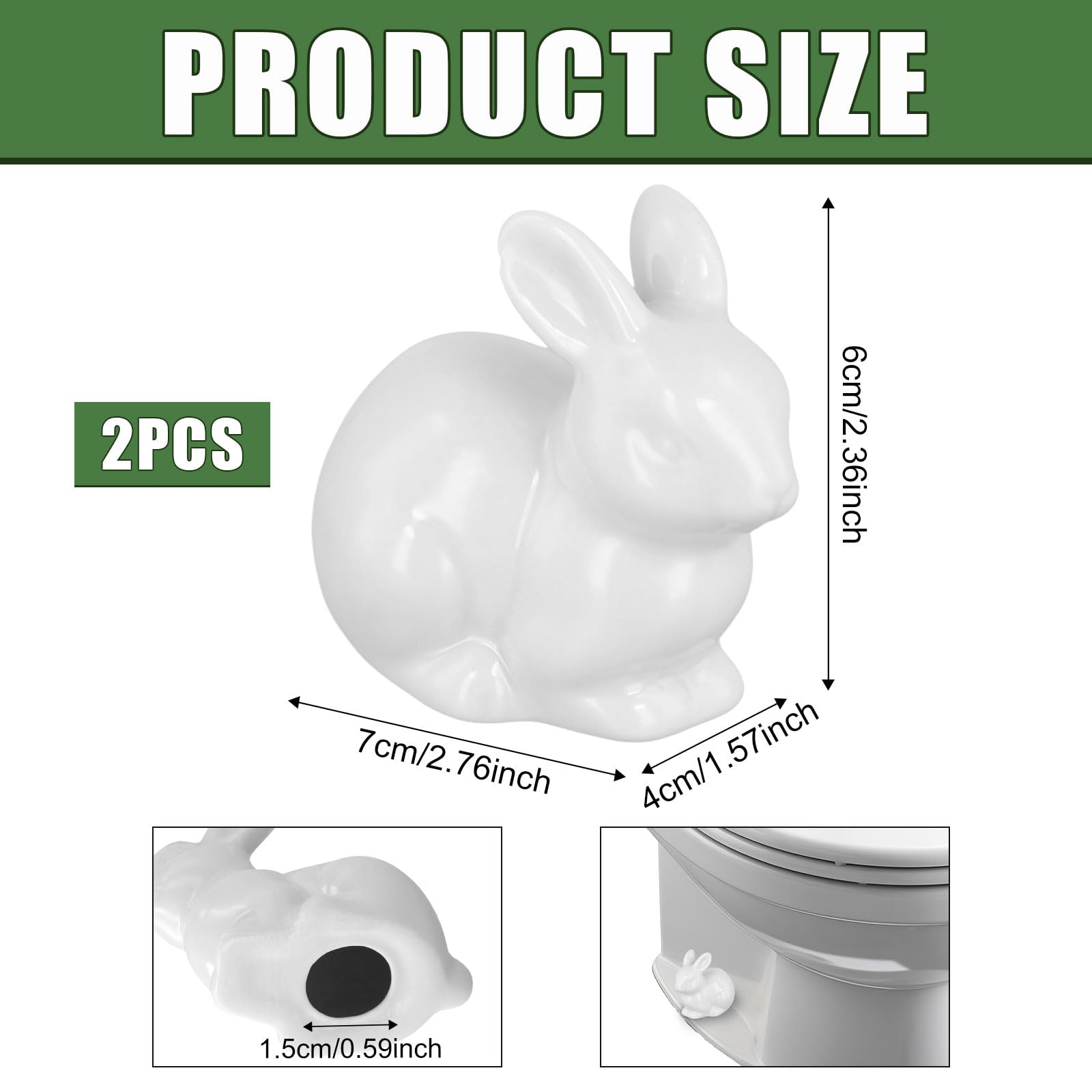 2pcs Ceramic Toilet Bolt Covers, Rabbit Shaped Toilet Bolt Covers Toilet Screw Cover Caps Toilet Knob Caps Decorative for Bathroom Toilet Parts Decoration