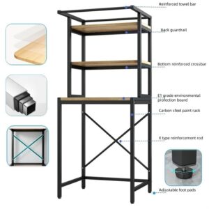 WSZDRH 3-Tier Laundry Organization and Storage Shelf, Over Washer and Dryer Storage Shelves, Laundry Room Organization Over The Washing Machine Storage Rack(Black)