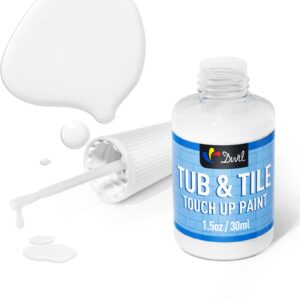 dwil tub and tile paint, white paint for bathtub, white touch up paint pen for chips, scratches, cracks and spots on tile, porcelain repair kit for bathroom, tubs, enamel, sinks and toilets surfaces, 1.5 fl oz(semi white)