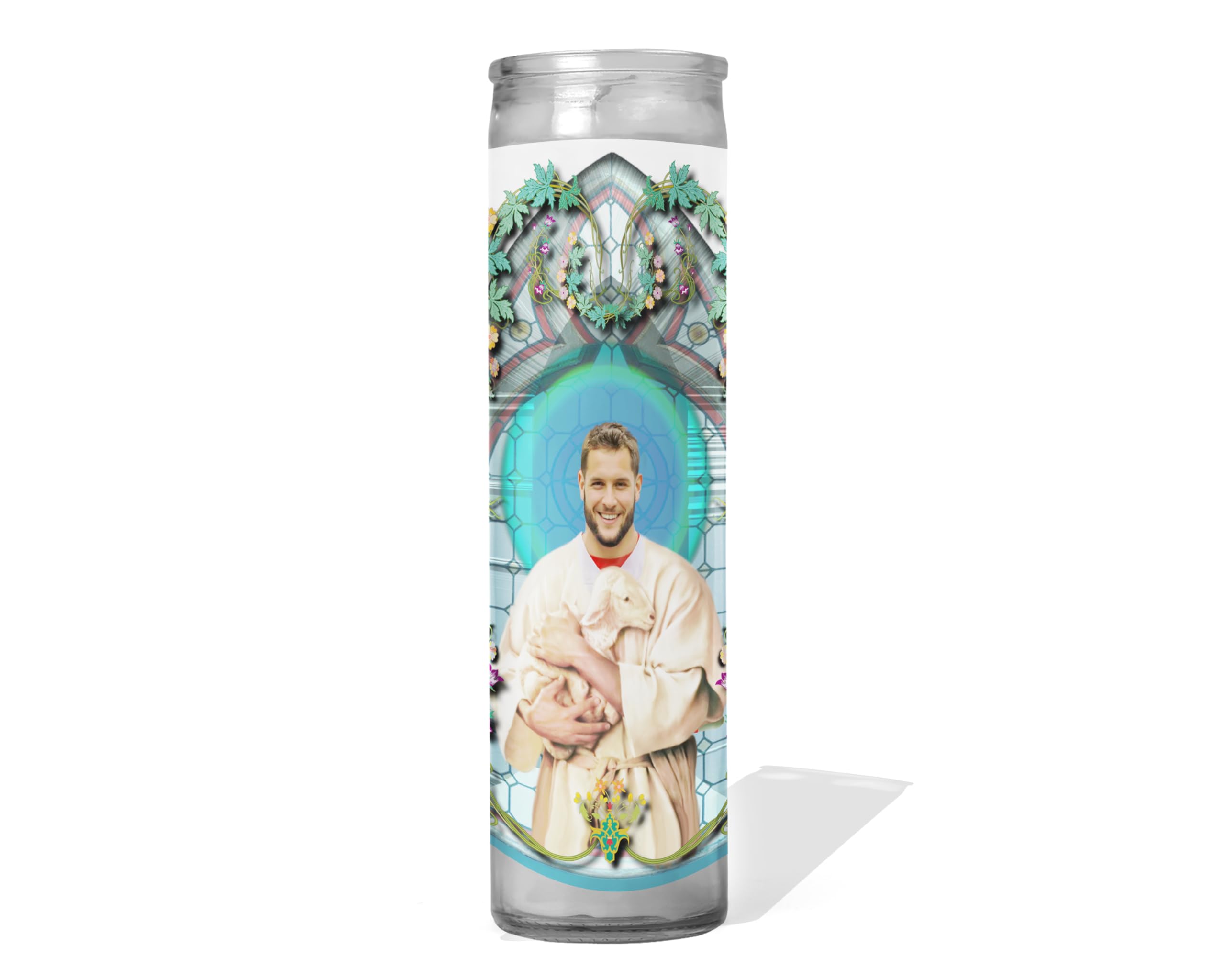 Saint Nick Patron Saint of the 49ers - Celebrity Prayer Candle : Unscented | 8 inch Glass Prayer Votive - Handmade in USA | Funny Gift Idea