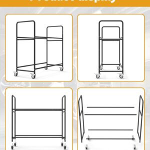 Landrol Tire Cart Rack Organizer, Heavy Duty Mobile Tire Holder for Garage Storage, Adjustable Tire Stand Indoor/Outdoor with 2 Universal Rolling Wheels Shelves
