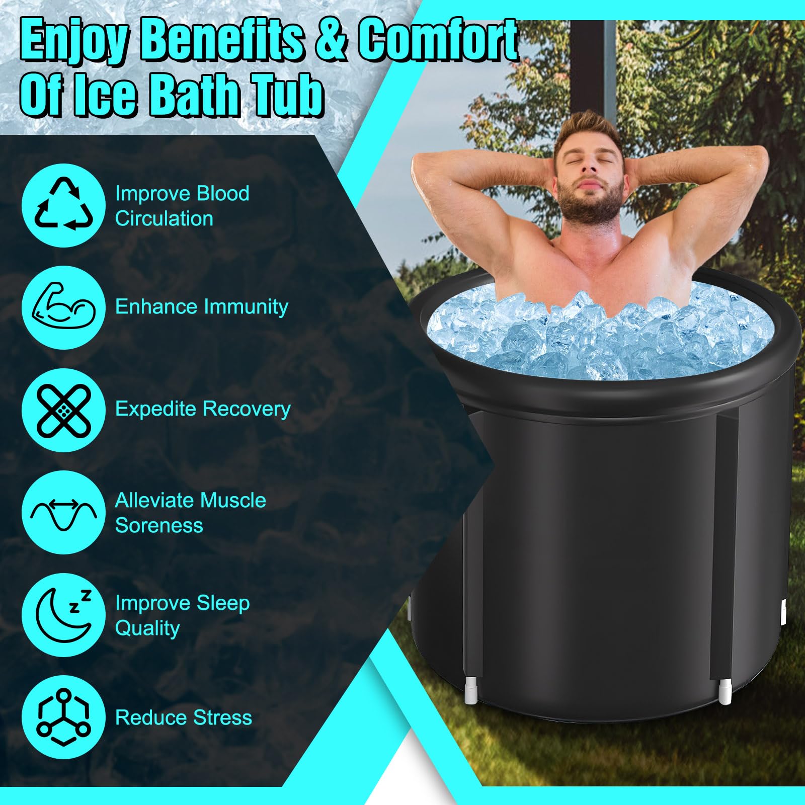 Zorpupoa Ice Bath Tub Robust, Extra Large Cold Plunge Tub with Cover, 97 Gallons Cold Water Ice Pub for Outdoor, Plunge Pool, Athletes Recovery