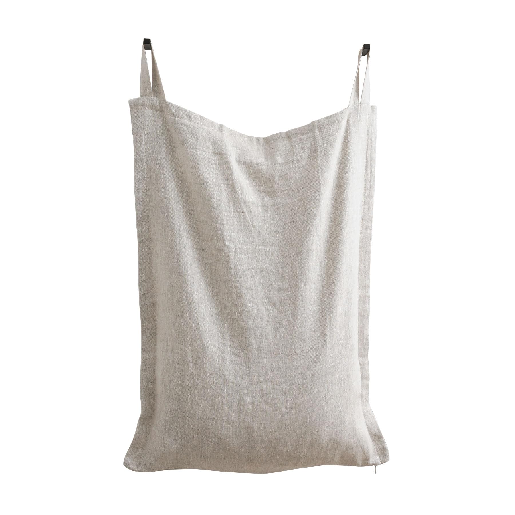 Amazhiyu 100% Linen Over The Door Laundry Hanging Hamper Bag Holding Dirty Clothes and Saving Space, Flax