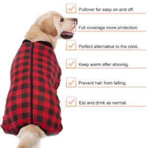 Dog Recovery Suit Full-Zipper After Post-Surgery Large Medium Dogs, Dog Bodysuit for Prevent Licking& Chewing Wounds Onesies Cone Alternative (Red, X-Large)