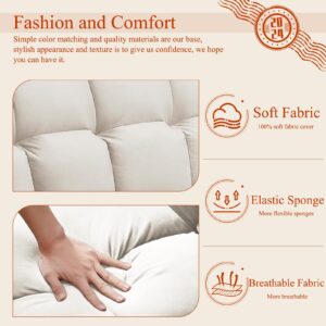 ROCKINGRUN 3 in 1 Sleeper Sofa Bed Chair with Adjustable Backrest, Side Storage Pocket and Throw Pillow, Velvet Convertible Single Pull Out Sleeper Sofa Couch Bed for Living Room Bedroom (Beige)