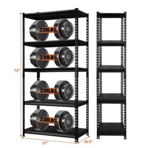 PACHIRA E-Commerce 72" H Metal Shelves for Storage 31" W x 16.5" D x 72" H, 5 Tier Adjustable Shelving Unit Kitchen Office Storage Rack Basement Utility Shelf