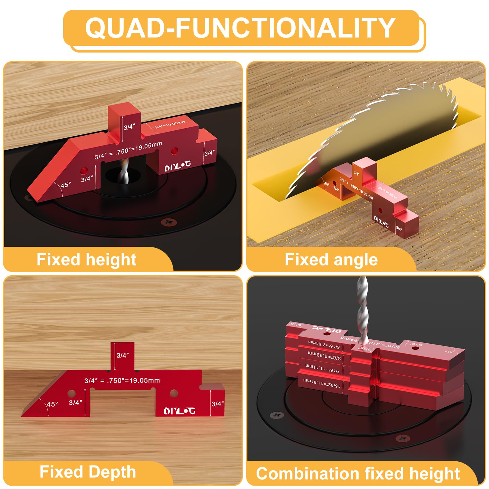 DIYLOG Router Table Setup Bars, 14 pcs Aluminumset Setup Blocks Woodworking, Set Up Blocks for Woodworking, Setup Blocks Gage Blocks for Router Table Saw and Angle Measure Set Up