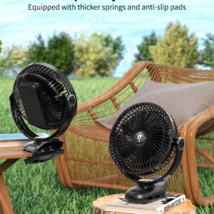 JOJOZOO 10000mAh Rechargeable Portable Fan, 8 inch Battery Operated Fan, Clip on Fan with 4 speed & 30 Hours Work Time, USB Car Fan, Sturdy Clamp for home Golf Cart Stroller Camping Outdoor Travel