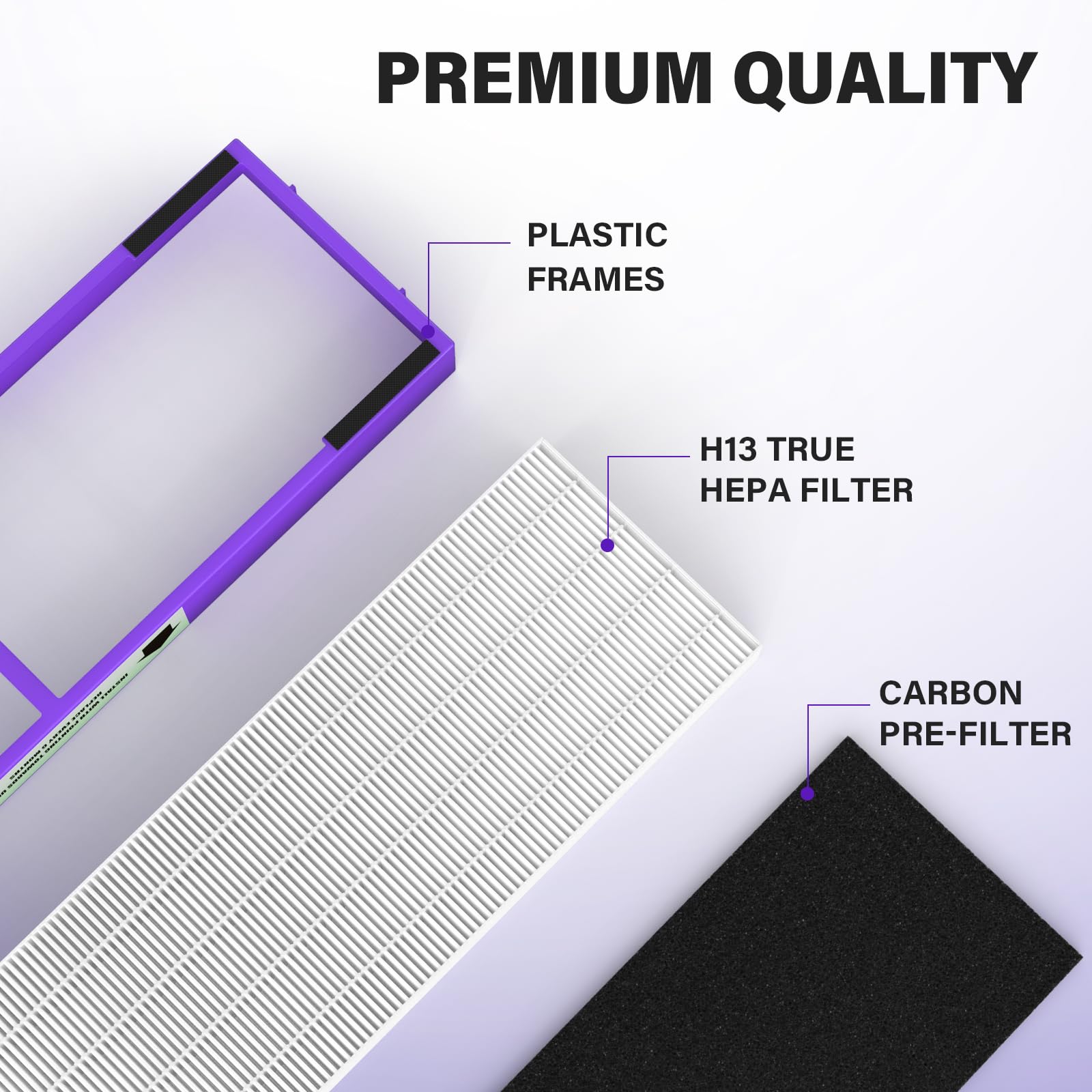 FLT4850PT Filter B Pet Pure HEPA Replacement Compatible with Germ-Guardian Air Purifier AC4825, AC4850, AC4870, CDAP4500, AC4900, AC4300, AP2200, 4 H13 HEPA Filters & 8 Activated Carbon Pre-Filters