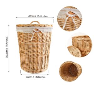 Serdic Handwoven Wicker Laundry Hamper with Removable Liner Bags,90L Capacity,Dirty Clothes Hamper Laundry Basket with Lid,Natural