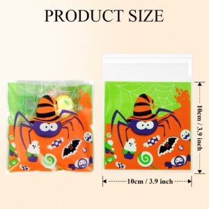 Sainyarh 100 Pcs Halloween Treat Bags 4'' X 4'' Halloween Cellophane Bags, Trick or Treat Candy Goodie Bags for Holiday Halloween Party Favors Supplies