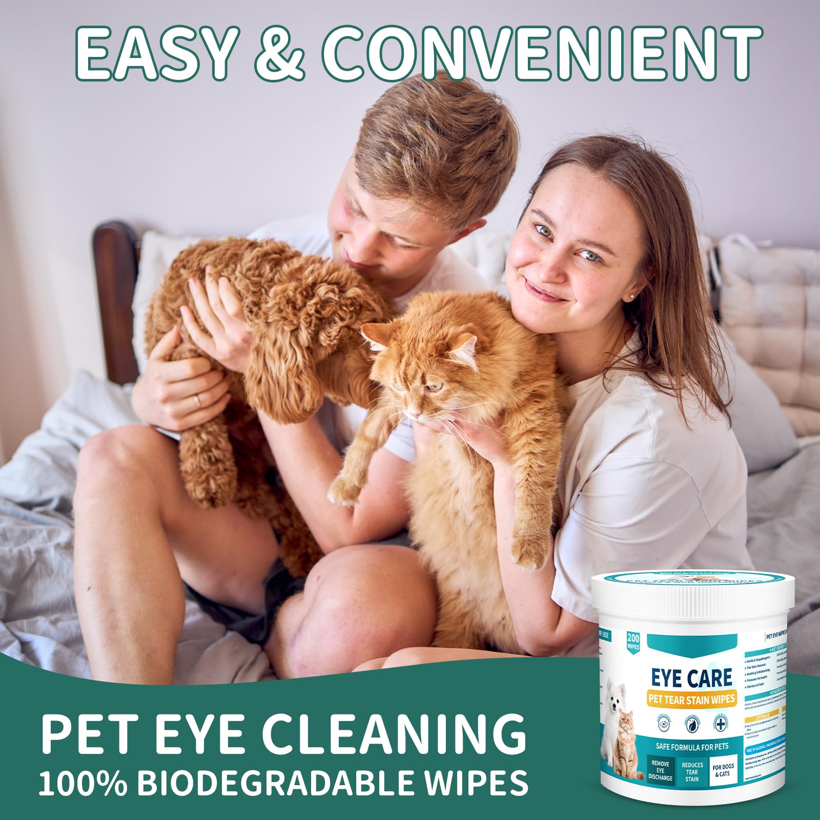 Ear Wipes & Eye Wipes for Dogs Cats, 400 Pcs Pet Ear Cleaner Wipes for Dogs Cats Gently Remove Ear Wax, and Cat Dog Eye Wipes Tear Stain Remover, Pet Eye Wipes Presoaked & Textured Eye & Face Wipes