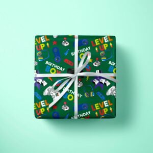 WRAPAHOLIC Gaming Wrapping Paper Roll - Mini Roll - 17 Inch x 33 Feet - Gaming Boys Kids Boys Happy Birthday Design, Perfect for Birthday, Party, Holiday