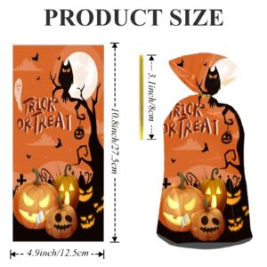 Artby7 Halloween Treat Bags, Halloween Cellophane Treat Bags, 50 PCS Halloween Candy Bags, Halloween Cello Cookie Goodies Gift Bags with 50pcs Ties for Halloween Trick or Treat Party Favors Supplies