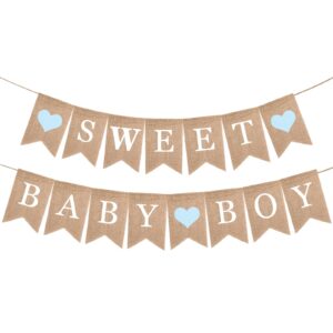 sweet baby boy banner sign - pre-strung welcome baby banner baby shower banner - baby boy banner sign for backdrop - baby shower banner sign decorations for baby shower