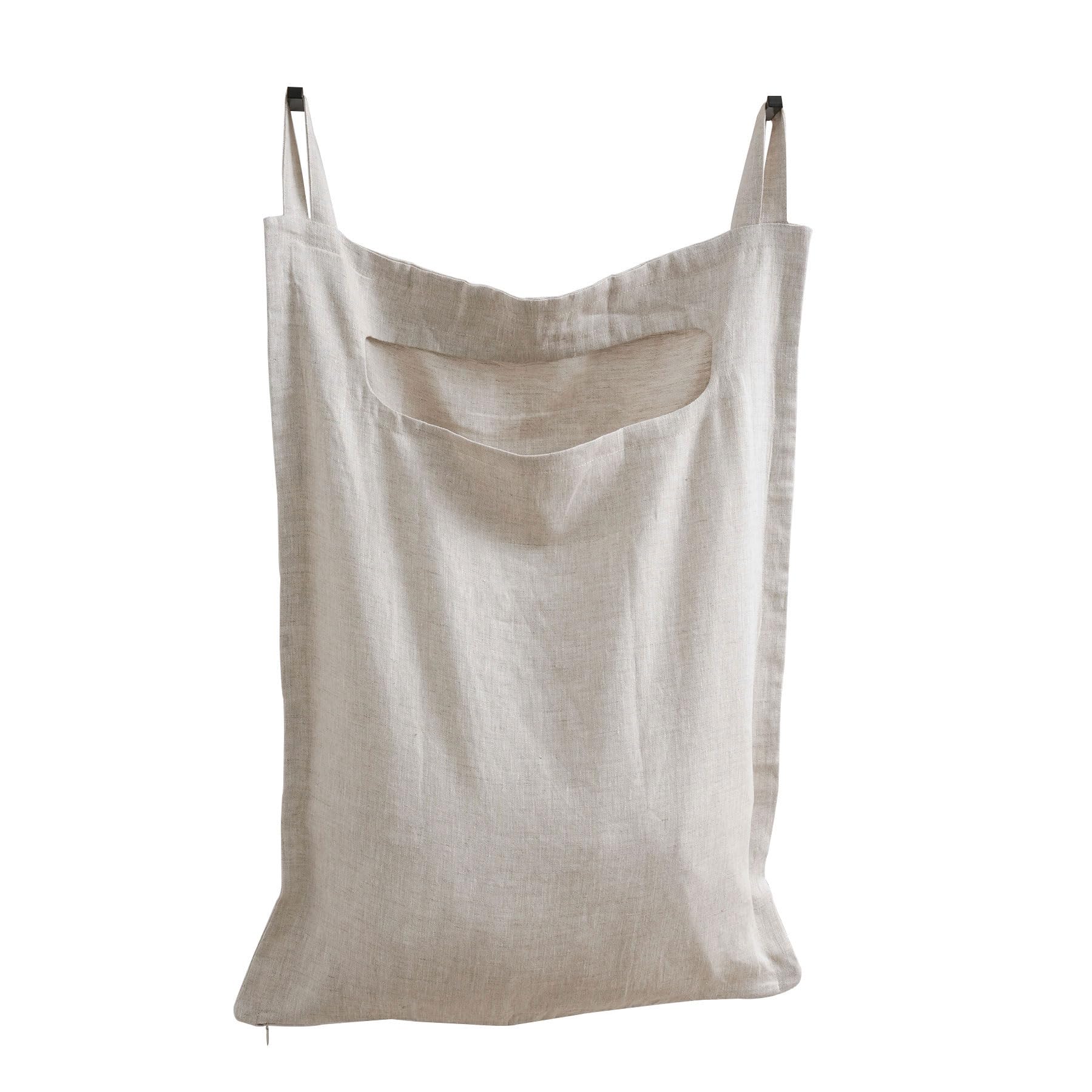 Amazhiyu 100% Linen Over The Door Laundry Hanging Hamper Bag Holding Dirty Clothes and Saving Space, Flax