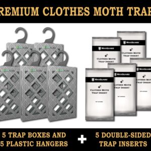 MaxGuard Clothes Moth Box Traps (5-Set Bonus Pack)