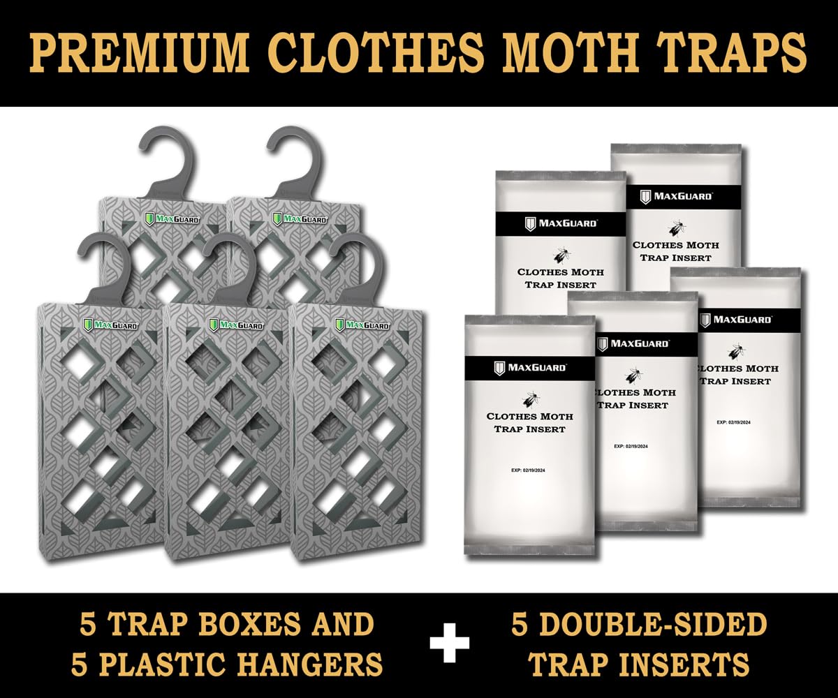 MaxGuard Clothes Moth Box Traps (5-Set Bonus Pack)