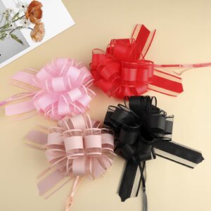 6 PCS 6 Inches Large Pull Bows Gift Wrapping Pull Bow Ribbon Pull BowsI for Christmas Wedding Baskets Valentine's Day Bows Ribbon Bow for Gift Wrapping (Pink)