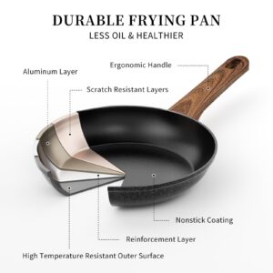 Innerwell Non Stick Frying Pan,Frying Pan Nonstick Egg Pan Non Toxic,Small Skillet Pans Omelette Pan,Induction Compatible,PFOA Free Healthy Pans,8inch,Black