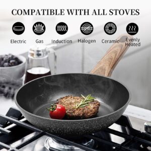 Innerwell Non Stick Frying Pan,Frying Pan Nonstick Egg Pan Non Toxic,Small Skillet Pans Omelette Pan,Induction Compatible,PFOA Free Healthy Pans,8inch,Black