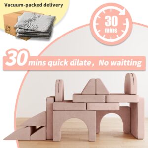 DEYGIA 13PCS Modular Kids Play Couch, Kids Couch with Climbing Slope, 13 in 1 Toddler Couch for Playing, Creativing, Sleeping, Indoor Kids Sofa for Boys and Girls (Pink)