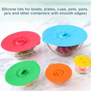 7 Pack Silicone Lids Microwave Cover Reusable Silicone Lids For Food Storage For Bowls, Cups, Plates, Pots, Pans, Skillets, Stove Top, Oven, Fridge, Dishwasher (5 Sizes)