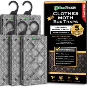 MaxGuard Clothes Moth Box Traps (5-Set Bonus Pack)