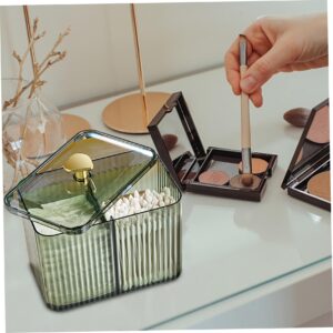 Cotton Swabs Dispenser 3 Grids Cotton Swabs Holder with Clear Lid Cosmetic Organizer Simple Style Cotton Pad Holder Storage Box for Table Bathroom Organizer Cotton Swabs Dispenser Cotton Pad Dispe