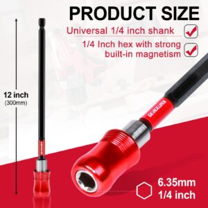 Geinxurn 12” Impact Screwdriver Bit Holders, 3PCS Magnetic Extension Quick-Change Socket Drill Bit Holder Cr-V SteelHex Shank Quick Release Drill Bit Guide