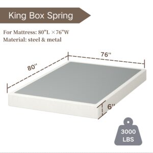 Artimorany 6 Inch Low Profile Box Spring King, Metal King Mattress Foundation and Fabric Cover Set, Easy Assembly, Noise Free, Non Slip