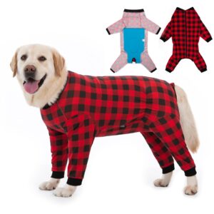 dog recovery suit full-zipper after post-surgery large medium dogs, dog bodysuit for prevent licking& chewing wounds onesies cone alternative (red, x-large)