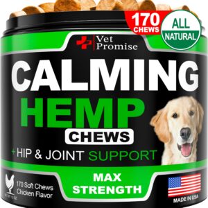 Hemp Calming Chews for Dogs Anxiety - Advanced Dog Calming Chews - 170 Chews - Dog Anxiety Relief with Hemp Oil - Calming Treats for Dogs - Hip and Joint Supplement Health Support for Dogs