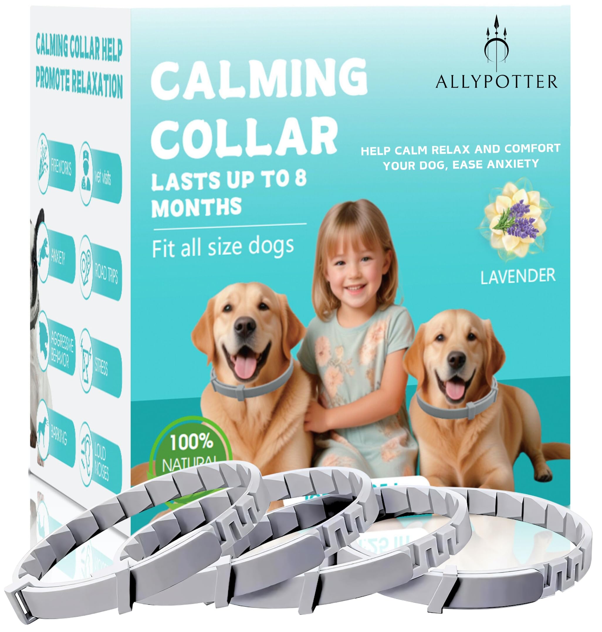 Calming Collars for Dogs, Dog Anxiety Relief, Calming for Dogs, Anxiety Collar for Dogs, Anti Anxiety for Dogs, Pheromone Collar for Dogs, DAP Collar for Dogs, Dog Stress and Anxiety Relief