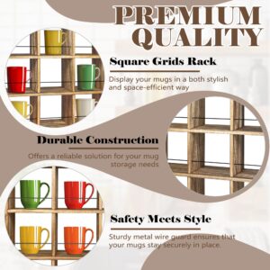 Mug Rack, Mug Rack Wall Mounted, Coffee Mug Organizer for Kitchen, Coffee Bar, Wooden, 9/16/25 Compartments (9 Compartments)