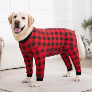 Dog Recovery Suit Full-Zipper After Post-Surgery Large Medium Dogs, Dog Bodysuit for Prevent Licking& Chewing Wounds Onesies Cone Alternative (Red, X-Large)