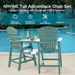 NAVINE Tall Adirondack Chairs Set of 2, HDPE Balcony Chair with Double Connecting Tray, Weather Resistant Outdoor Adirondack Bar Stools for Patio, Deck, Patio, Backyard, Balcony.(Blue)