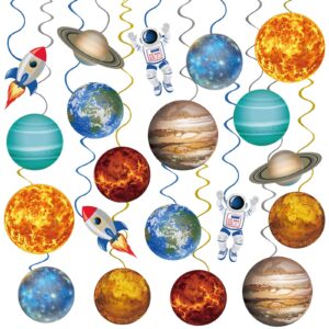 40 pieces solar system hanging swirl decorations, outer space party ceiling hanging swirls space themed party swirls streamers for space themed birthday baby shower party decor supplies