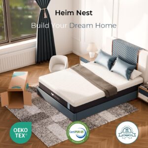 HEIM NEST Queen Mattress, 12 Inch Gel & Air-Cooling Memory Foam Mattress for Pressure Relief, Medium Firm Queen Size Mattress in a Box with Cooling Cover for Conforming Support and Restful Sleep