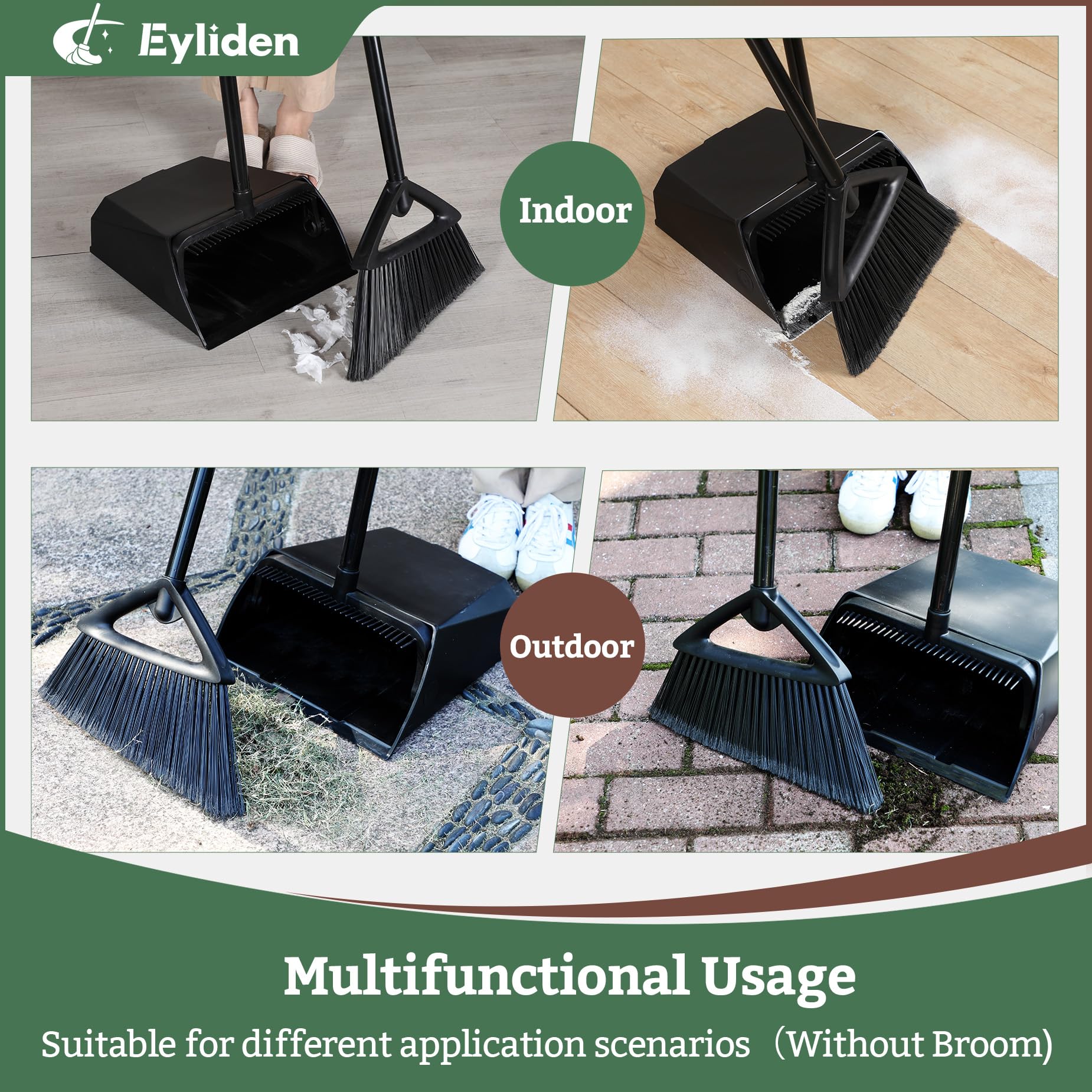 Eyliden Large Commercial Dustpan with Comb Teeth, Upright Heavy Duty Dust Pan for Restaurants Garages Courtyard Sidewalks Lobby Home Kitchen Room Office Classroom (1pc Dustpan)