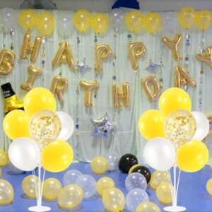 ZJDHPTY 6 Set Balloon Stand with Yellow and White Balloons Centerpiece Table Decorations Bee Daisy Sunflower Theme Pary Decorations Birthday Bridal Shower Wedding New Years Decorations 2025