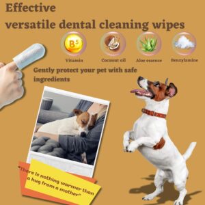 PHONGLEO Dog Teeth Cleaning Wipes, Dog Dental Wipes, Pet Tooth and Ear Wipes, 50 Pieces, Made of Soft Non-Woven Fabric, Moisturized with Coconut Oil and Aloe Vera, Fragrance Pets Love.