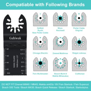 Guhiwuk 55PCS Oscillating Saw Blades, Quick Release Titanium Multitool Blades for Wood Plastics Metal, Universal Multi Tool Oscillating Blades Kits Fit Dewalt Milwaukee Ryobi Makita Rockwell Fein