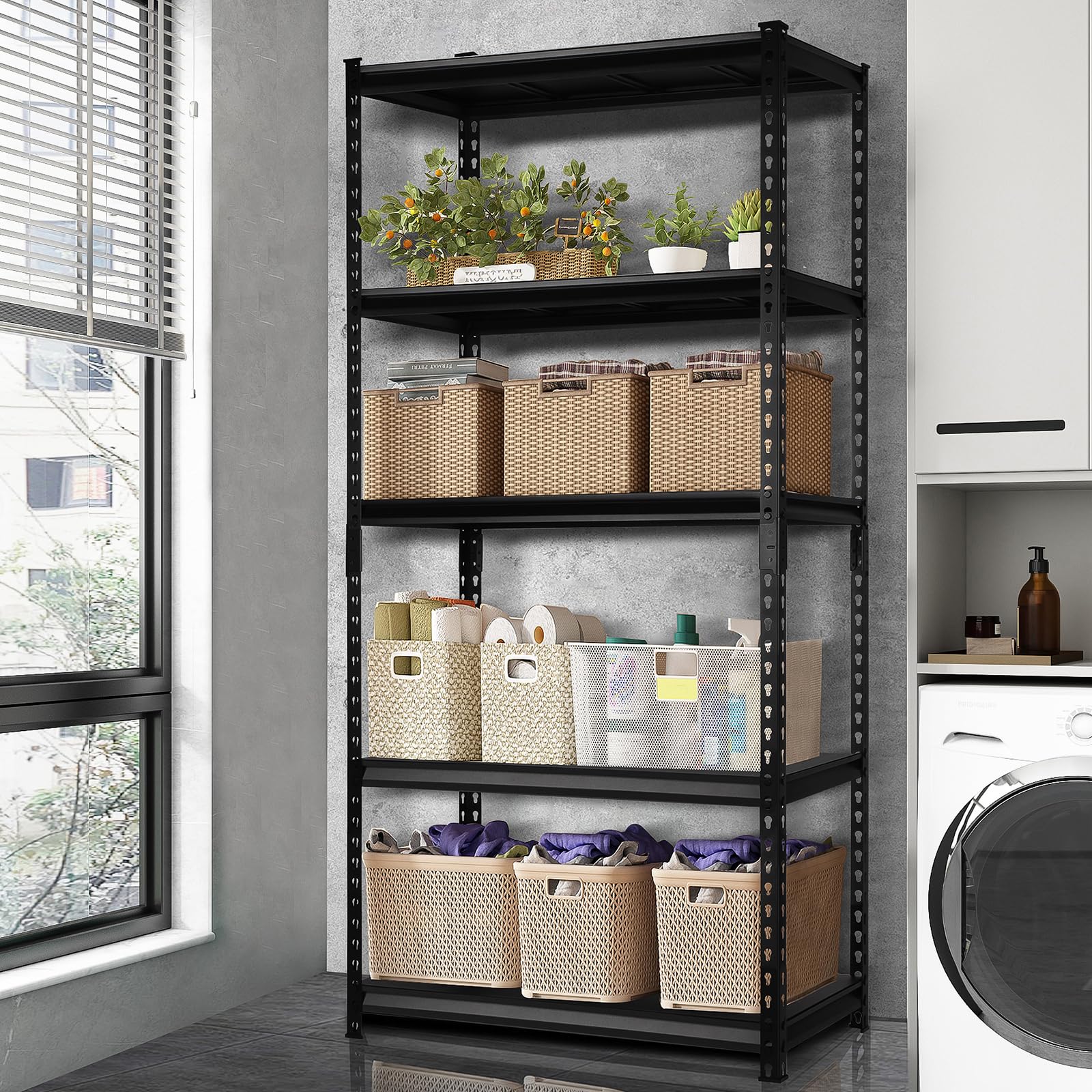 PACHIRA E-Commerce 72" H Metal Shelves for Storage 31" W x 16.5" D x 72" H, 5 Tier Adjustable Shelving Unit Kitchen Office Storage Rack Basement Utility Shelf