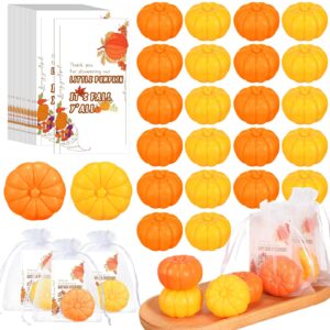 liliful 100 sets mini pumpkin baby shower favors included pumpkin soap thanks cards drawstring gift bags for fall bridal shower wedding autumn thanksgiving day party decorations gifts