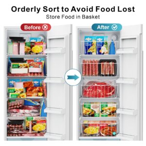 iSPECLE Upright Freezer Organizer Bins - 5 Pack Small Freezer Baskets for 5 / 6 / 6.5 / 6.8 / 7 cu.ft Upright Freezer Easy Get, Food No More Slide off, Allow Air Circulation for Quick Freezing, White